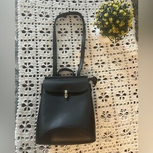 3 Way Convertible Elegant Black Leather Shoulder and Backpack Bag.